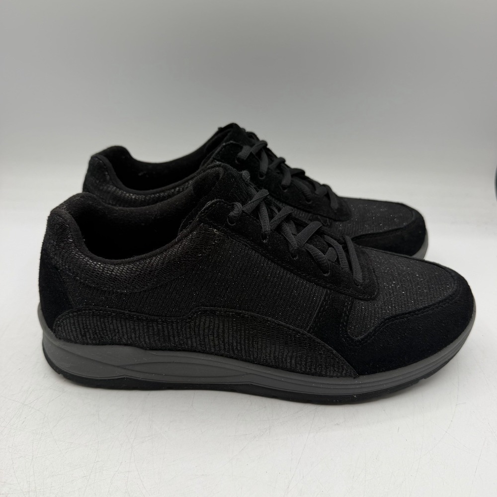 Drew Tuscany Shoes Womens Sz 8 M Black Sparkle Suede Orthopedic Sneaker 10555-19